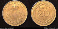 Italy, 1918R,  20 centesimi, AU, KM50