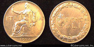 Italy, 1924,  1 lira, AU, KM62