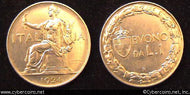 Italy, 1924,  1 lira, AU, KM62