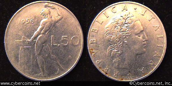 Italy, 1956,  50 lira, XF, KM95