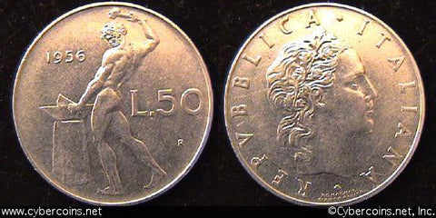 Italy, 1956,  50 lira, AU, KM95