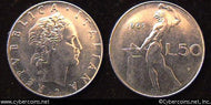 Italy, 1963,  50 lira, AU, KM95