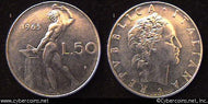 Italy, 1965,  50 lire, AU, KM95