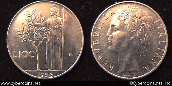 Italy, 1956,  100 lira, AU, KM96
