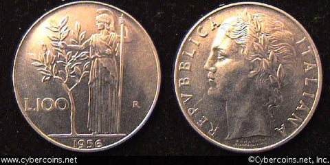 Italy, 1956,  100 lira, AU, KM96