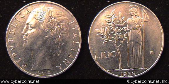 Italy, 1956,  100 lira, AU, KM96