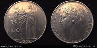 Italy, 1959,  100 lira, XF-, KM96