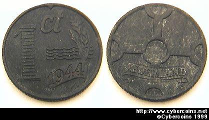 Netherlands, 1944, 1 cent, UNC, KM170