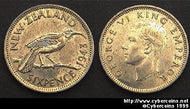 New Zealand, 1943,  6 pence, AU, KM8