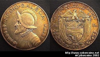 Panama, 1934, XF, KM12.1 - 1/2 balboa