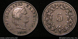 Switzerland, 1904B,  5 rappen, VF, KM26