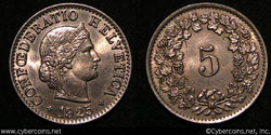 Switzerland, 1925B,  5 rappen, BU, KM26