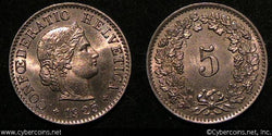Switzerland, 1925B,  5 rappen, BU, KM26