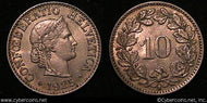 Switzerland, 1925B,  10 rappen,  AU, KM27