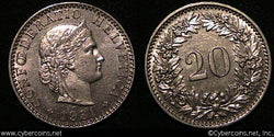 Switzerland, 1931B,  20 rappen,  AU, KM29