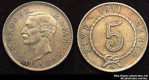 Malaysia/Sarawak, 1911H, 5 cents, AU, KM8