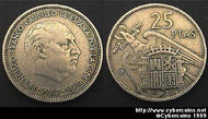 Spain, 1957(61), 25 pesetas, XF, KM787 - key date